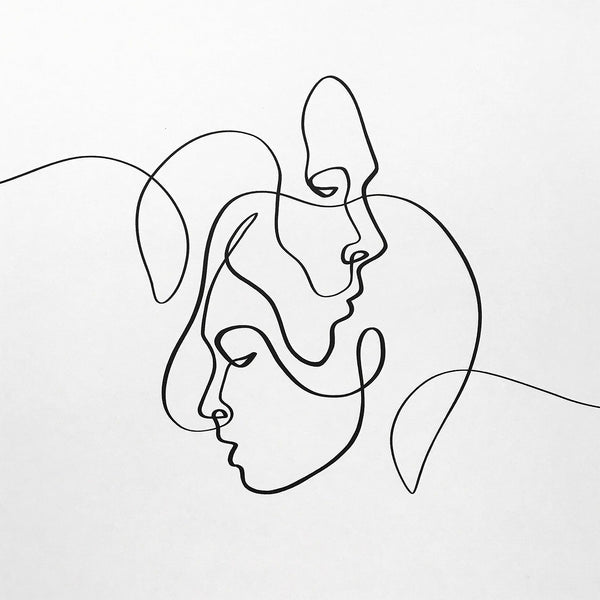 Couple in Love, Abstract One Line Digital Art