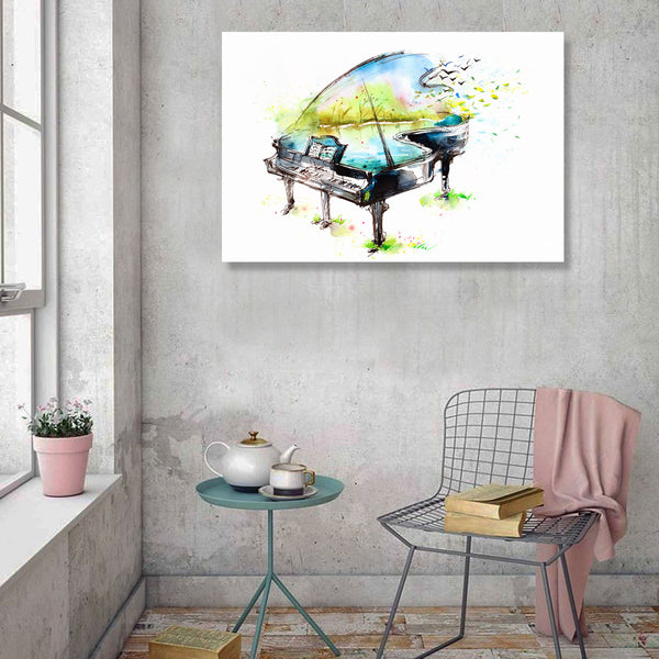 Piano, Abstract Watercolor Painting