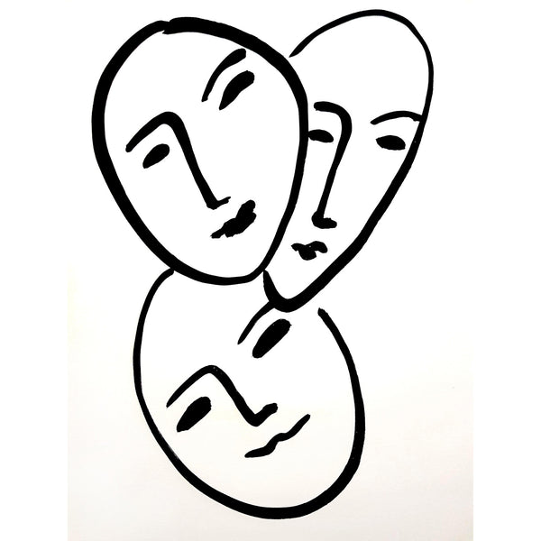 Three Masks Matisse Inspired, Digital Art
