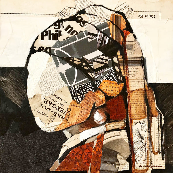 Girl with Pearl Earring, Collage/Watercolor