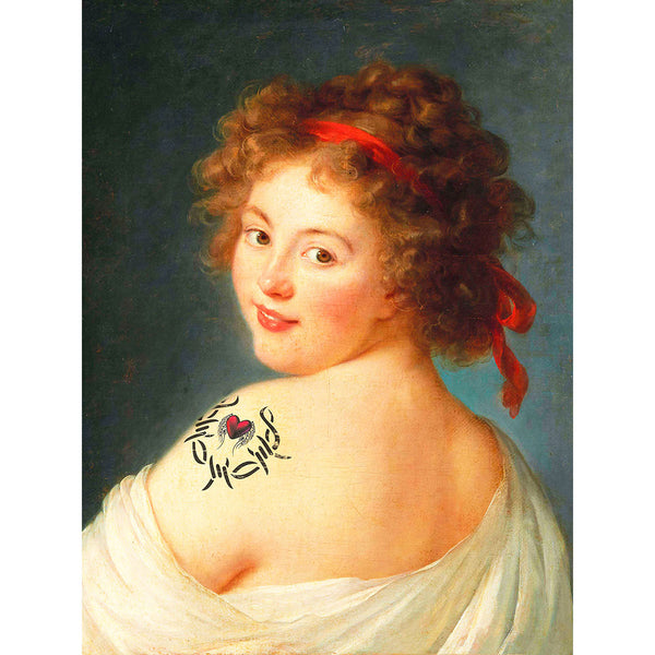 Tattoo Girl, XIX Century Portrait, Altered Art