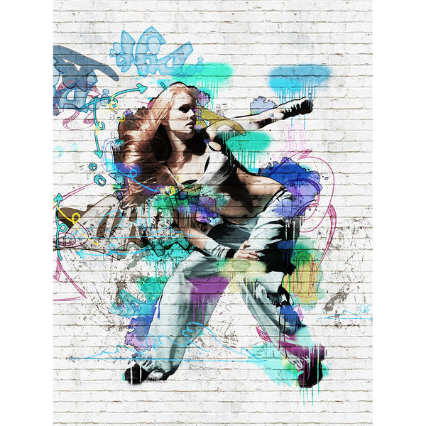 Dancing Girl, Graffiti on Brick Wall
