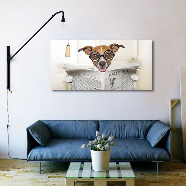 Dog With Newspaper, Photo
