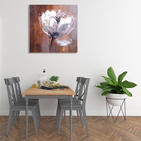 White Flower in Grunge style, Watercolor Art