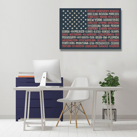 USA Flag with List of States, Poster