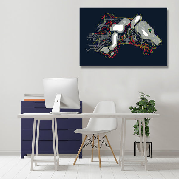 Lion Cyborg Circuit Board Pattern, Poster