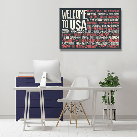 Welcome to USA, USA Flag with List of States, Poster