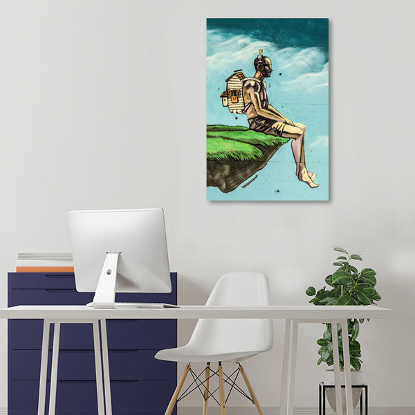 Man Dreaming on Cliff, Graffiti