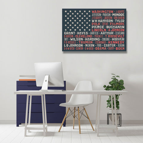 USA Flag with List of Presidents, Poster