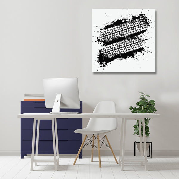 Tire Track Marks, Grunge Style Digital Art