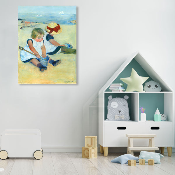 Children Playing on the Beach, Painting