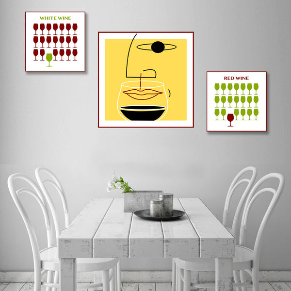 Wine ART. Face with Wine Glass (yellow)
