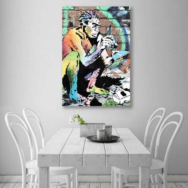 Neanderthal Man Reading Facebook, Street Art