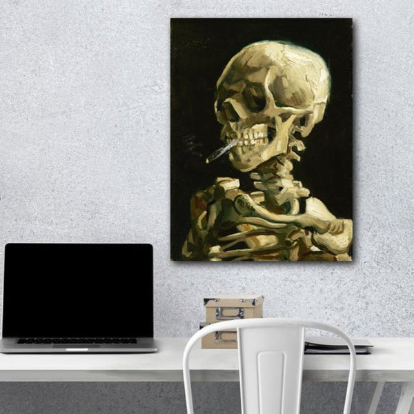 Head of Skeleton with a burning cigarette, Reproduction