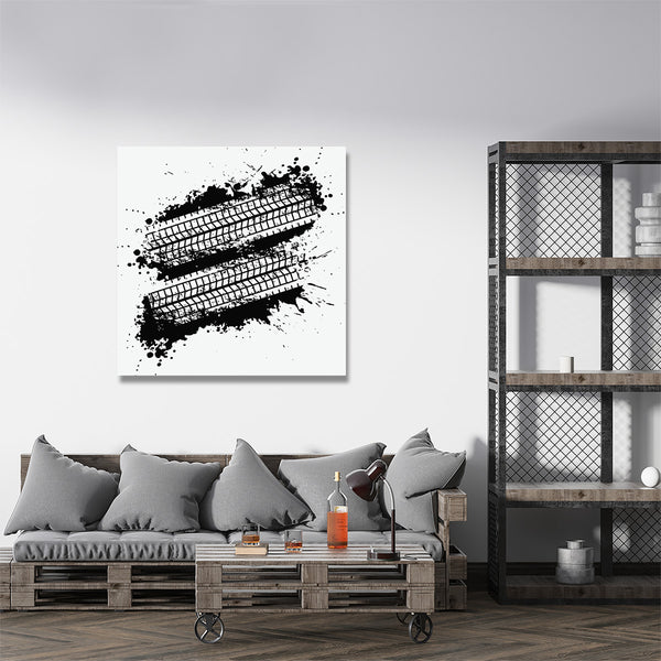 Tire Track Marks, Grunge Style Digital Art
