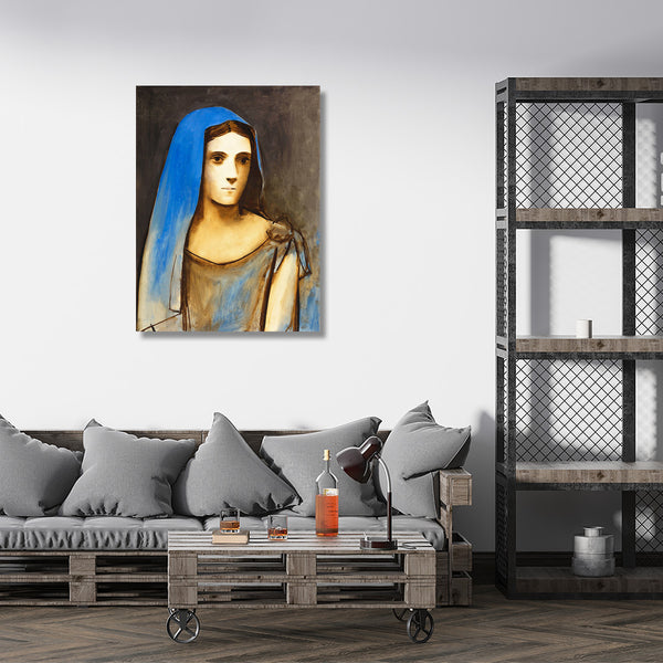 Woman in blue veil, Reproduction