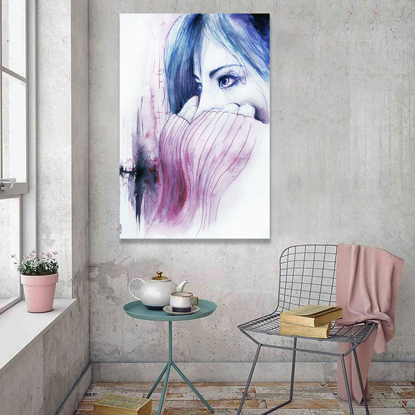 Meditative Woman, Watercolor Art