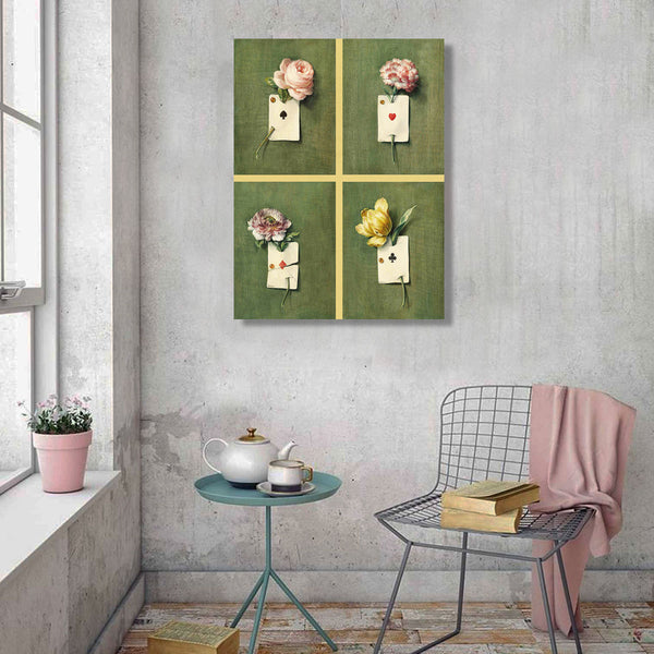 Still Life with Flowers and Playing Cards, Trompe L'oeil