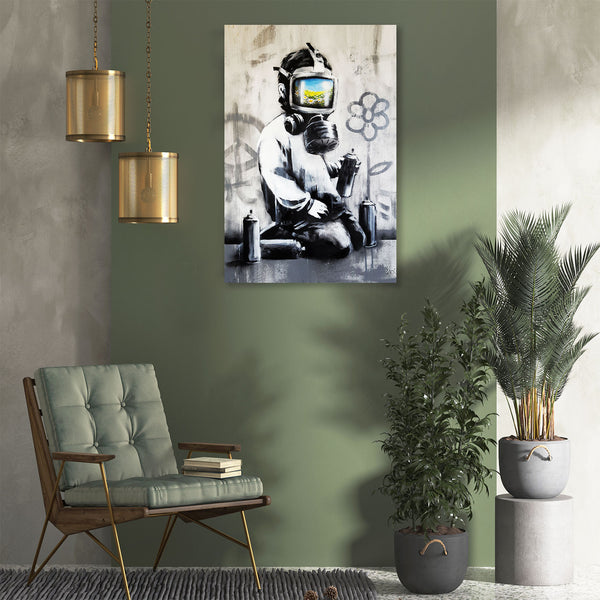 Banksy Gas Mask Boy, Graffiti