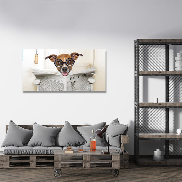 Dog With Newspaper, Photo