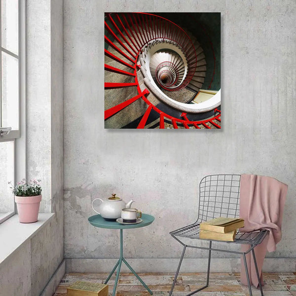 newARTmix Red Spiral Stairs, Photography newARTmix
