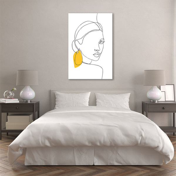 Woman with Earring, One Line Abstract Woman Portrait