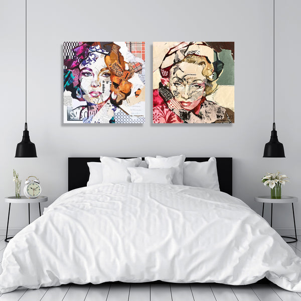 Marlene Dietrich Portrait, Collage/Watercolor
