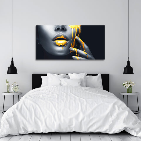 Woman Portrait with Gold Lips, Creative Photography