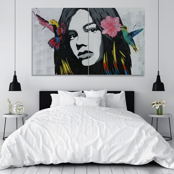 Woman Portrait With Flowers, Street Art