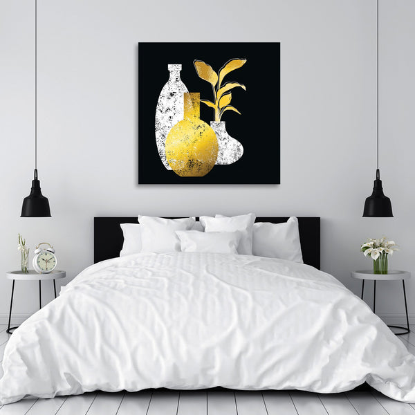Gold and White Vases, Digital Art