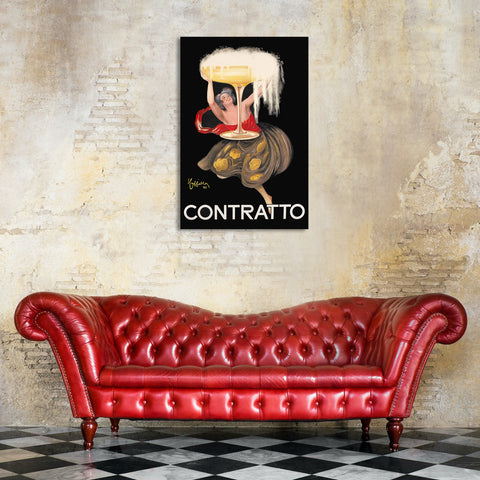 Contratto Champagne, Vintage Advertising Poster