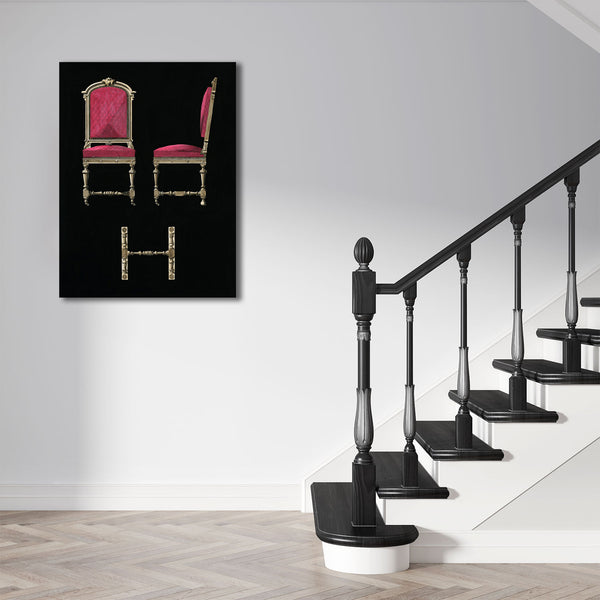 Antique Burgundy Chair, Vintage Poster