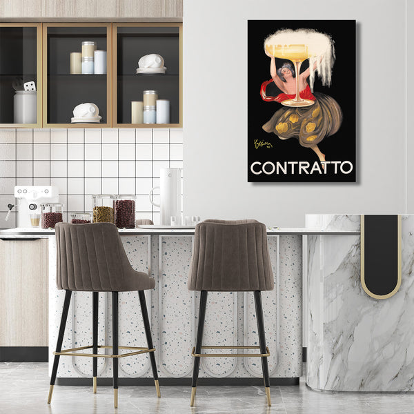 Contratto Champagne, Vintage Advertising Poster