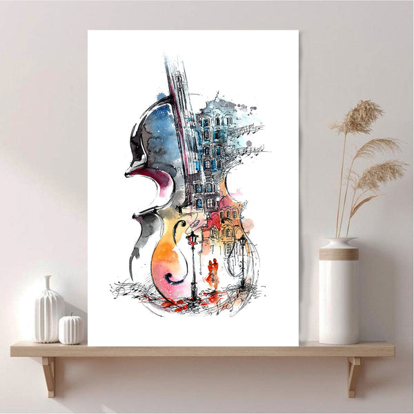 Violin, Contemporary Watercolor Painting
