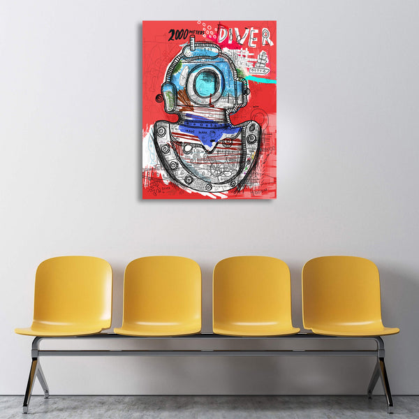 Diver, Jean-Michel Basquiat Inspired Painting