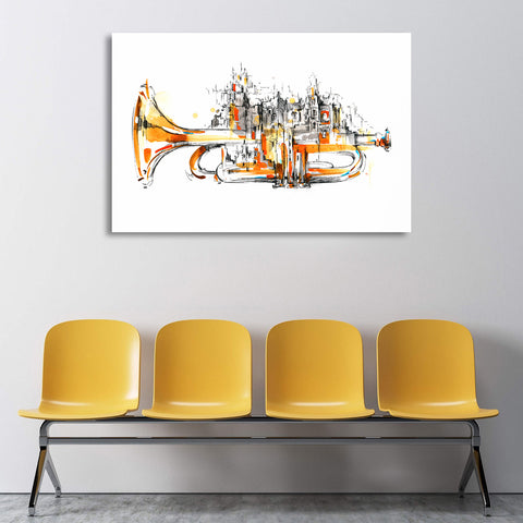 City (Trumpet), Modern Abstract Art, Reproduction
