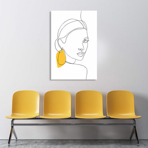 Woman with Earring, One Line Abstract Woman Portrait