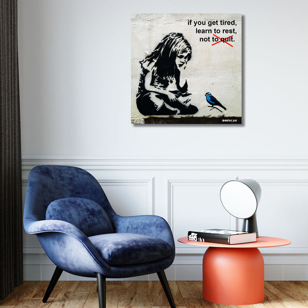 Banksy Girl with Blue Bird, Motivational poster