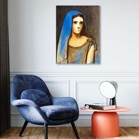 Woman in blue veil, Reproduction