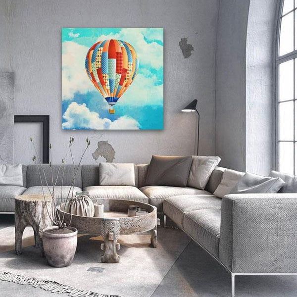 Colored Air Balloon on Sky, Digital Art