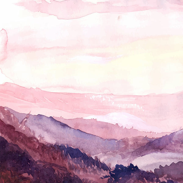Watercolor Landscape in Pink, Digital Art
