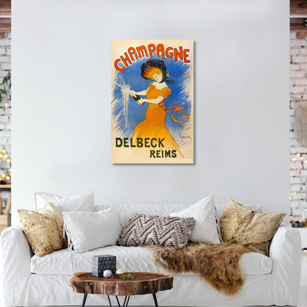 Champagne Delbeck Reims, Vintage Advertising Poster