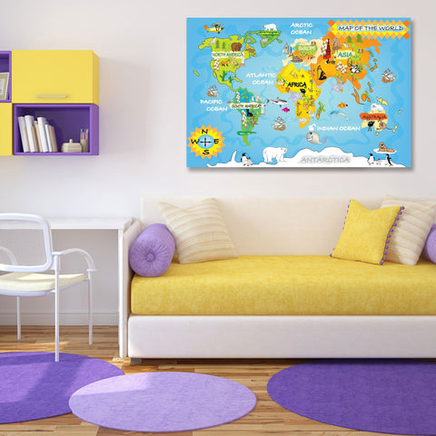 World Animal Map, Digital Art for Kids