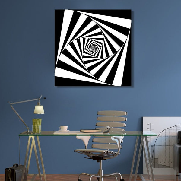 Black and White Abstract Psychedelic Spiral, Digital Art