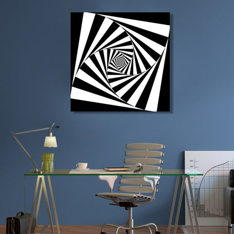 Black and White Abstract Psychedelic Spiral, Digital Art