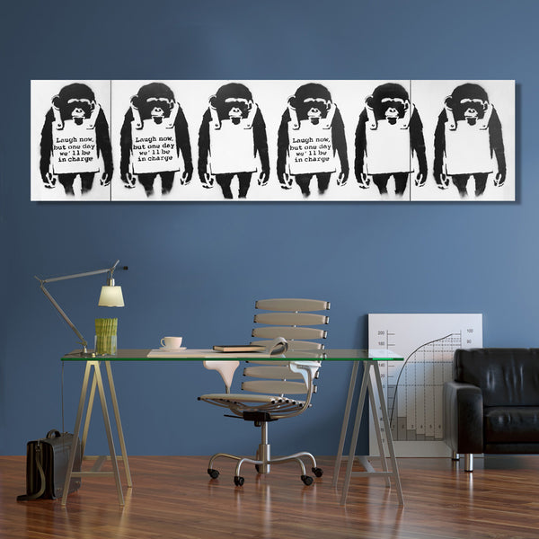Banksy Laugh Now Monkeys, Graffiti