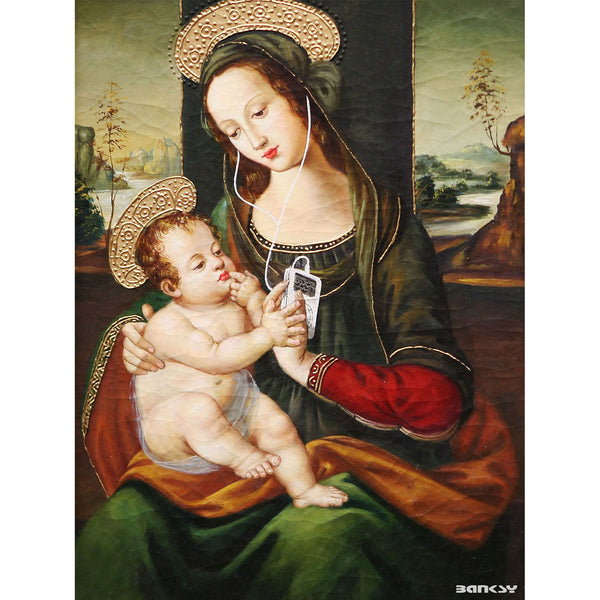 Banksy Madonna With Child and iPod, Graffiti