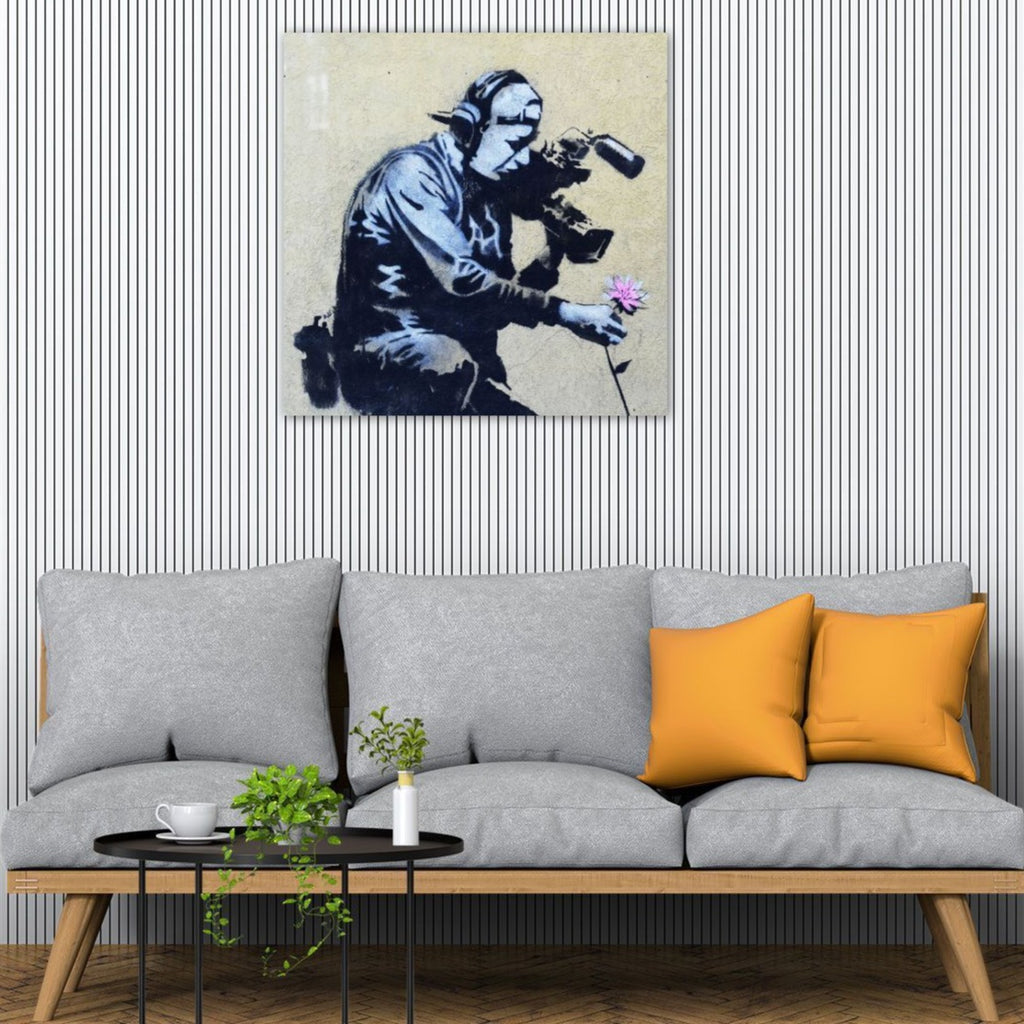Banksy, Camera Man & Flower, Graffiti