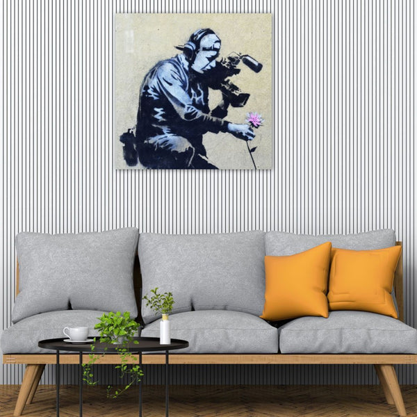 Banksy, Camera Man & Flower, Graffiti