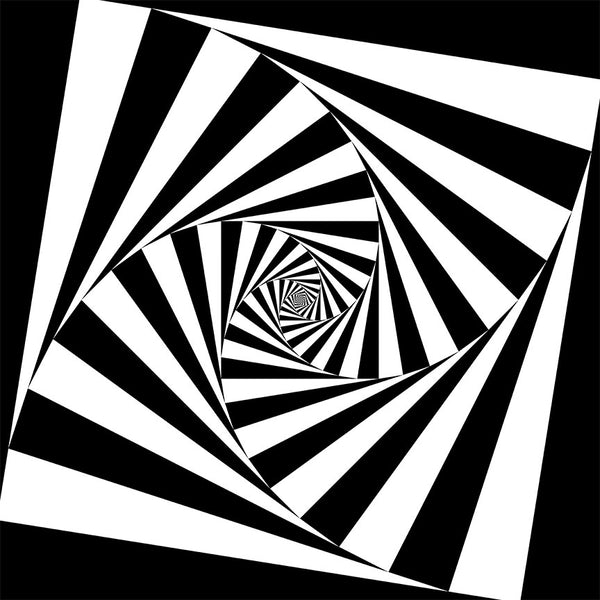 Black and White Abstract Psychedelic Spiral, Digital Art